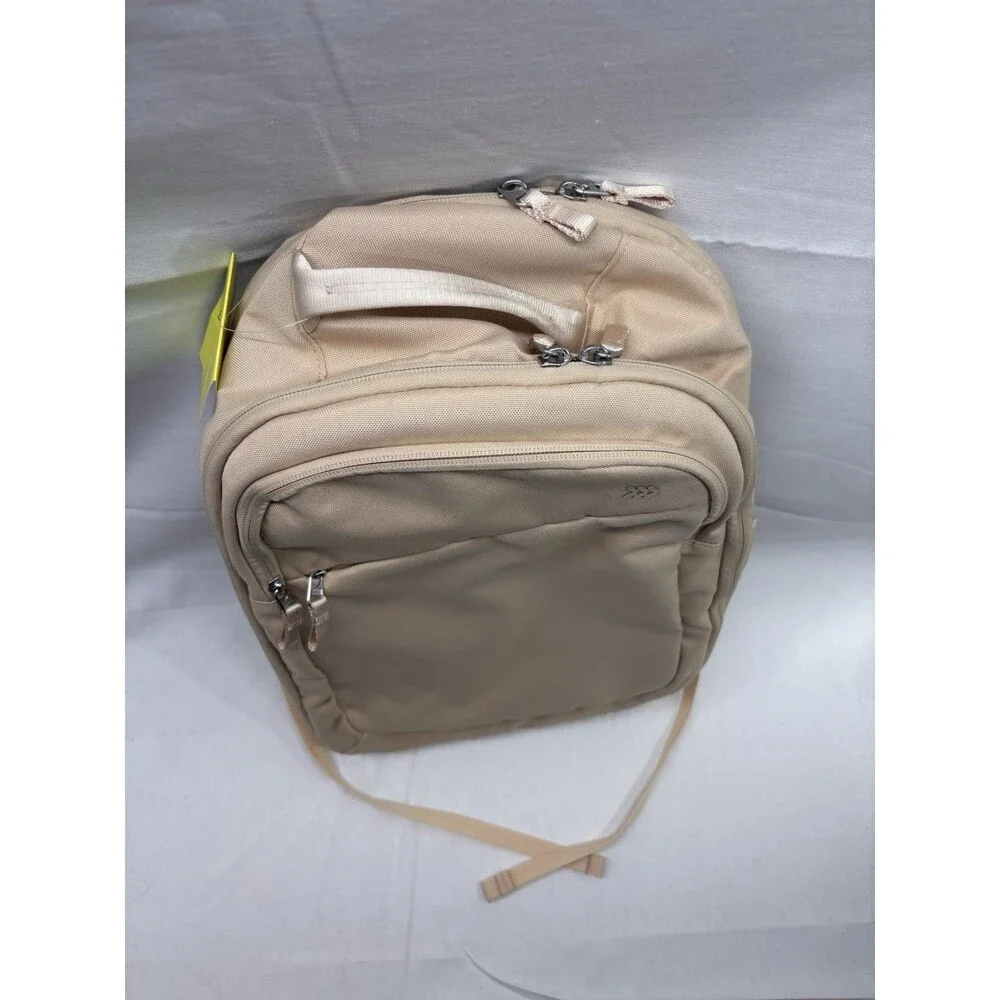 All In Motion Travel Backpack Laptop Bag 17” Beige Water Resistant Carry On NWT